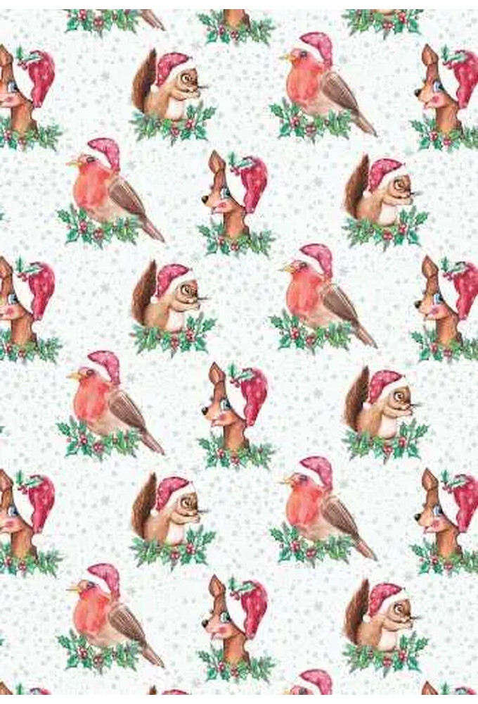 Luxe Kerstpapier Lovely Christmas Wit & Blauw 70cm x 200meter