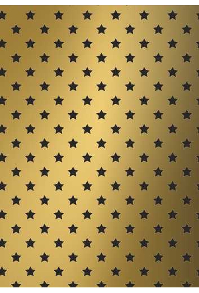 Luxe Kerstpapier Stars Goud & Zwart 30cm x 175meter OP IS OP