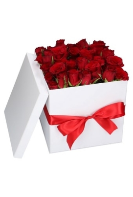 Luxe Kubus Dekseldoos Faro Flower Wit Mat 24x24x24cm 25stuks