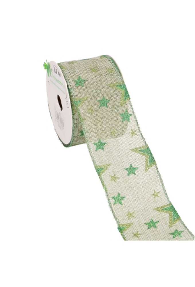 Luxe Lint Glitter Star Green Met IJzerdraad 63mm x 10 meter OP IS OP