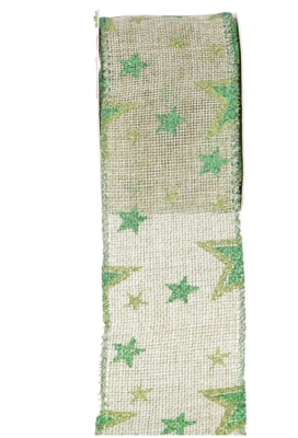 Luxe Lint Glitter Star Green Met IJzerdraad 63mm x 10 meter OP IS OP