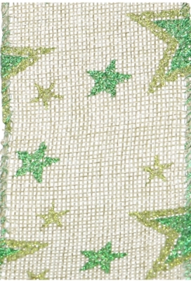 Luxe Lint Glitter Star Green Met IJzerdraad 63mm x 10 meter OP IS OP