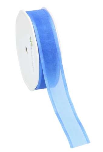 Luxe Organza Lint Met Satijnen Rand Blauw 25mm x 25meter