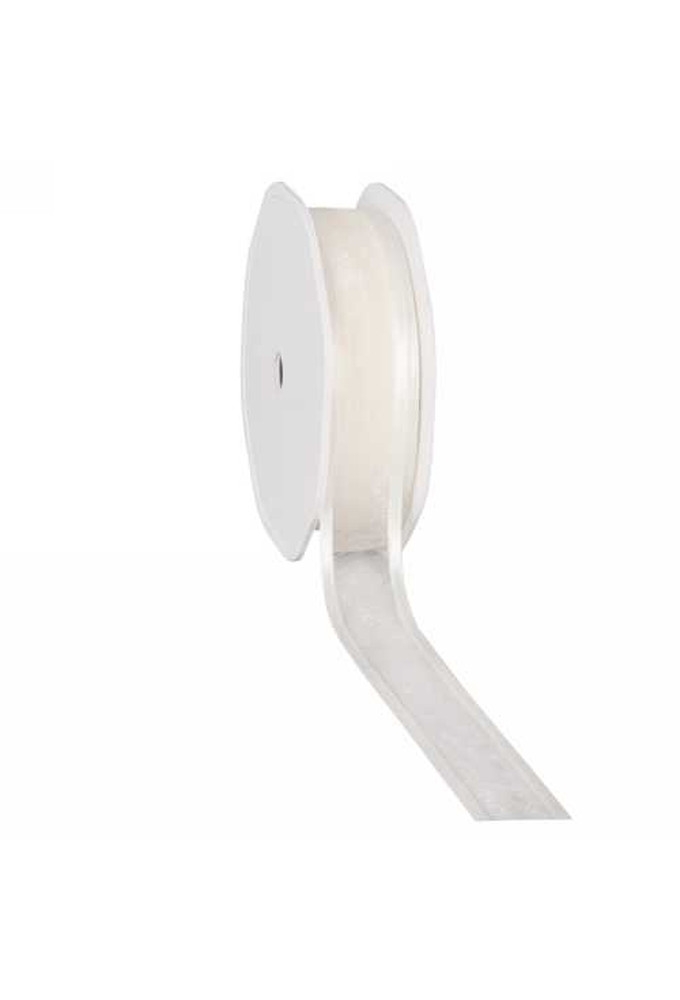 Luxe Organza Lint Met Satijnen Rand Creme 25mm x 25meter