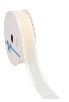 Luxe Organza Lint Met Satijnen Rand Creme 25mm x 25meter