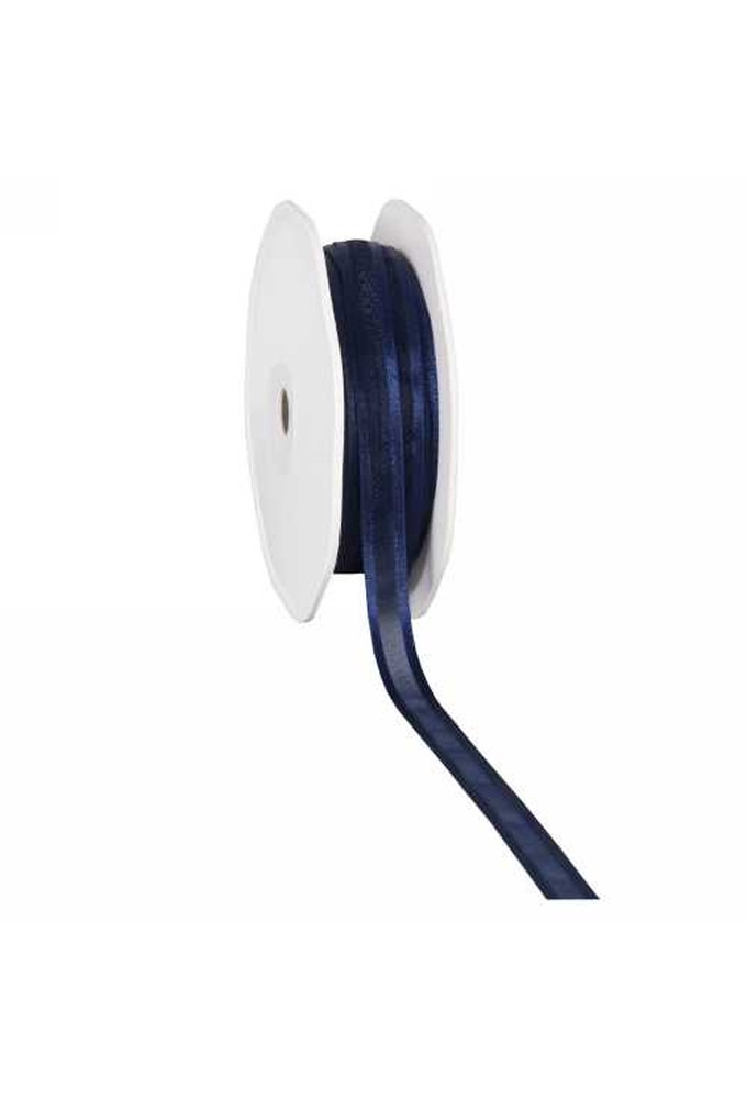 Luxe Organza Lint Met Satijnen Rand Donker Blauw 10mm x 50mete