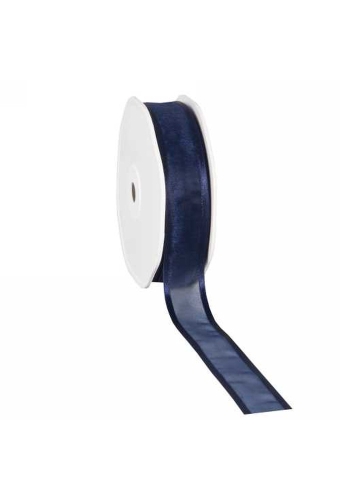 Luxe Organza Lint Met Satijnen Rand Donker Blauw 25mm x 25mtr
