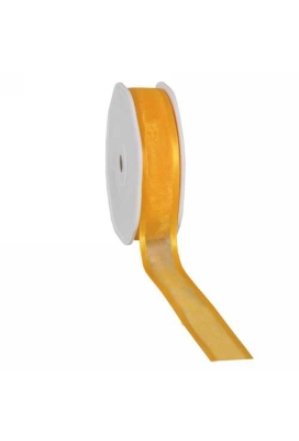 Luxe Organza Lint Met Satijnen Rand Geel 25mm x 25meter