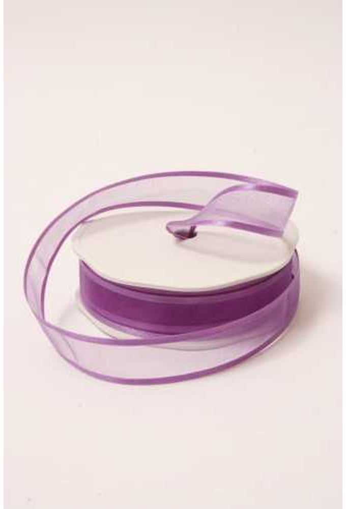 Luxe Organza Lint Met Satijnen Rand Paars 25mm x 25meter