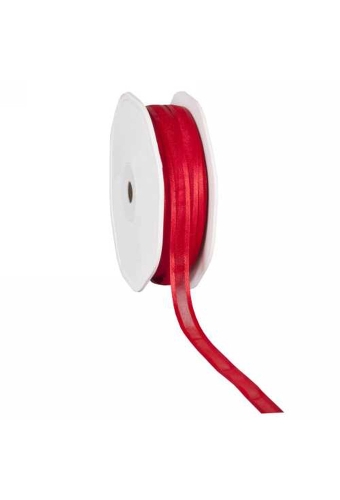 Luxe Organza Lint Met Satijnen Rand Rood 10mm x 50meter