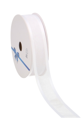 Luxe Organza Lint Met Satijnen Rand Wit 25mm x 25meter