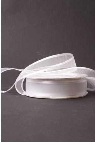 Luxe Organza Lint Met Satijnen Rand Wit 25mm x 25meter