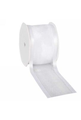 Luxe Organza Lint Met Satijnen Rand Wit 69mm x 25meter
