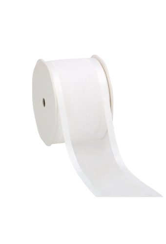 Luxe Organza Lint Met Satijnen Rand Wit 69mm x 25meter