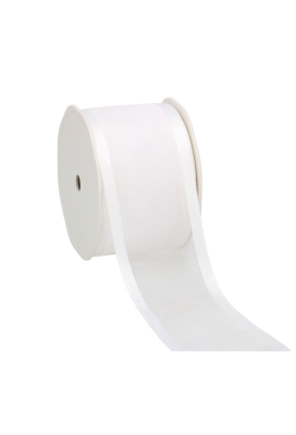 Luxe Organza Lint Met Satijnen Rand Wit 69mm x 25meter