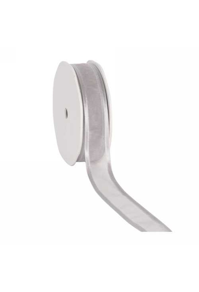 Luxe Organza Lint Met Satijnen Rand Zilver 25mm x 25meter