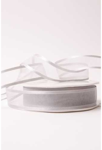 Luxe Organza Lint Met Satijnen Rand Zilver 25mm x 25meter