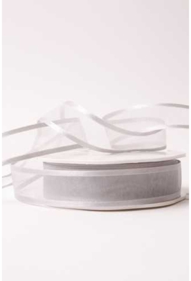 Luxe Organza Lint Met Satijnen Rand Zilver 25mm x 25meter