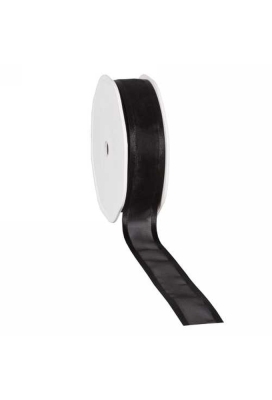Luxe Organza Lint Met Satijnen Rand Zwart 25mm x 25meter