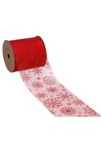 Luxe Organza lint Rood Snow Glitter 100mm x 20 meter OP IS OP