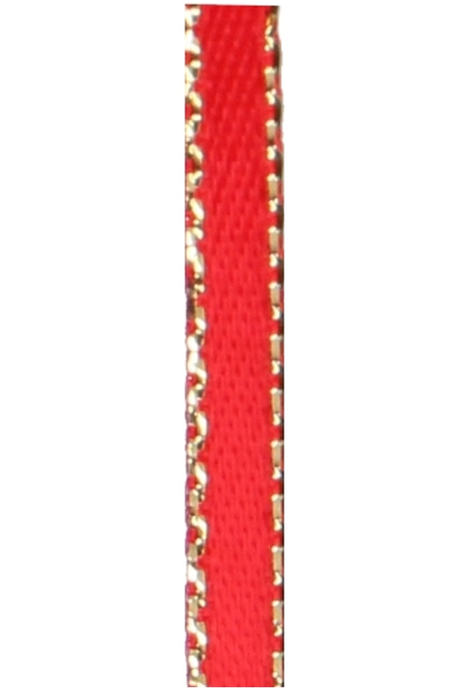 Luxe Satijn Dubbel Lint 3mm x 50 meter Rood Met Gouden Randje