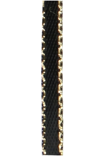 Luxe Satijn Dubbel Lint 3mm x 50 meter Zwart Met Gouden Randje