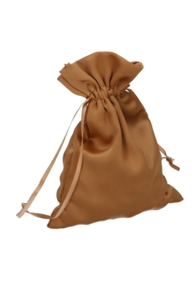 Luxe Satijn Zakjes Mat Donker Goud Met Koord Medium 12x17cm 10stuks