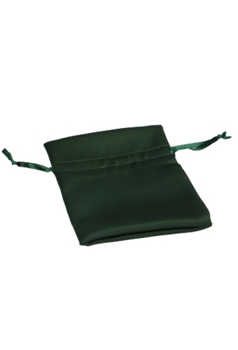 Luxe Satijn Zakjes Mat Donker Groen Met Koord Klein 9x12cm 10stuks