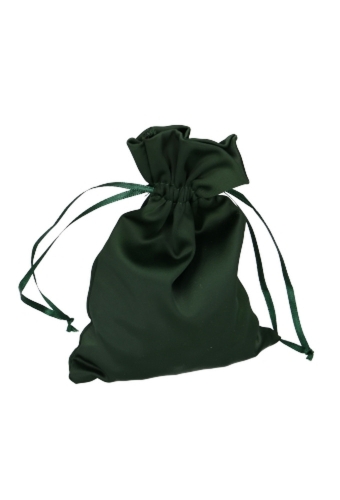 Luxe Satijn Zakjes Mat Donker Groen Met Koord Medium 12x17cm 10stuks