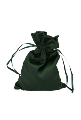 Luxe Satijn Zakjes Mat Donker Groen Met Koord Medium 12x17cm 10stuks