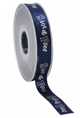 Luxe Satijnlint Sint & Piet Donker Blauw 15mm x 25meter