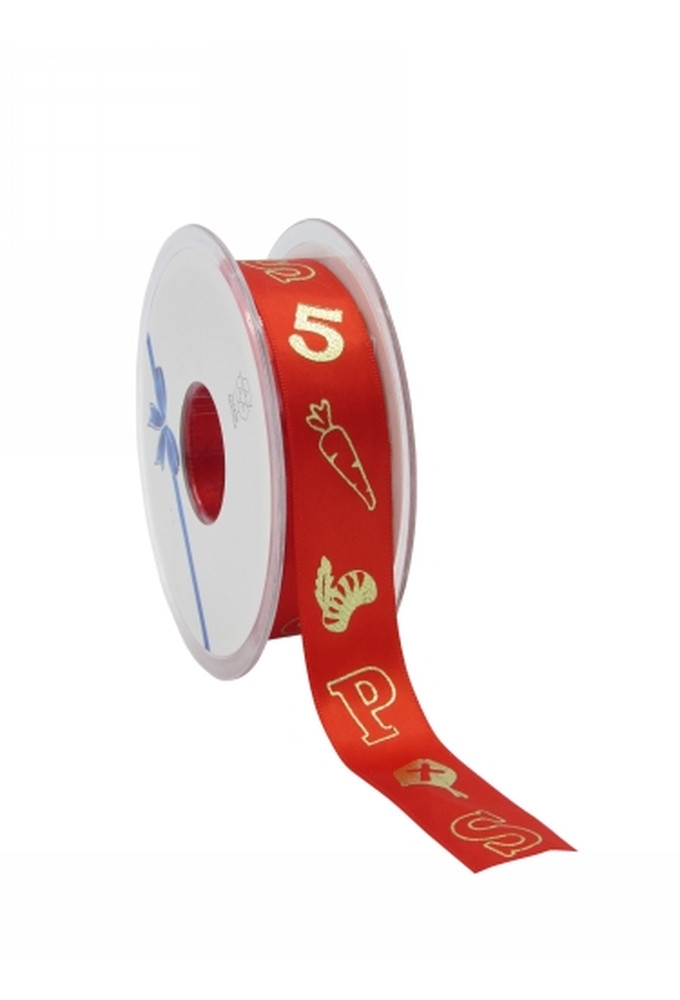 Luxe Satijnlint Sint 5 december Rood 23mm x 25meter