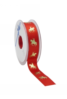 Luxe Satijnlint Sint op Paard Rood 23mm x 25meter