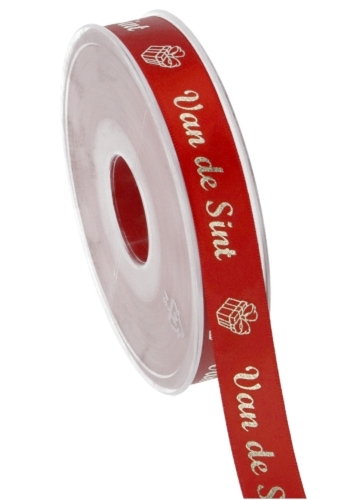Luxe Satijnlint Van De Sint Rood 15mm x 25meter