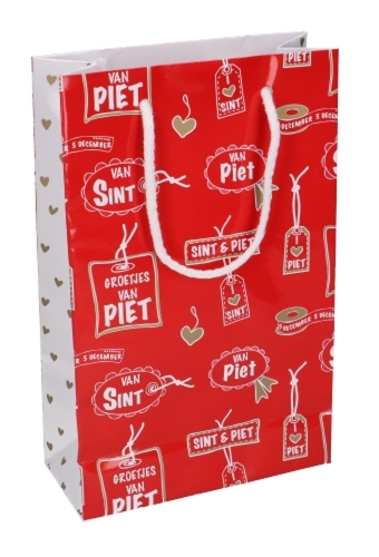 Luxe Sinttasjes Sint Hartelijke Groetjes 16X7X25cm Glossy 170gr 10st