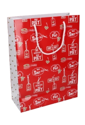 Luxe Sinttasjes Sint Hartelijke Groetjes 24x10x32cm Glossy 170gr 10st