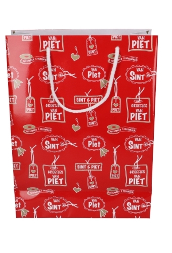 Luxe Sinttasjes Sint Hartelijke Groetjes 24x10x32cm Glossy 170gr 10st