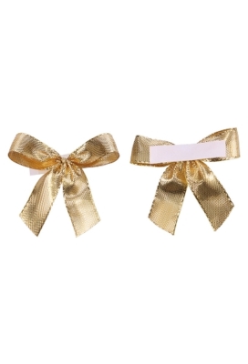 Luxe Strikje Satijn Goud & Plakker 6x5cm 250stuks lint 1.5cm