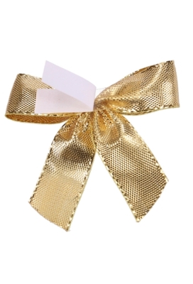 Luxe Strikje Satijn Goud & Plakker 6x5cm 250stuks lint 1.5cm