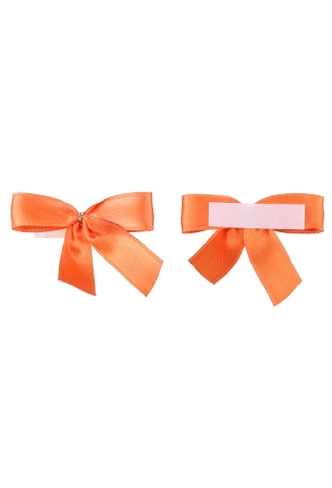 Luxe Strikje Satijn Oranje & Plakker 6x5cm 250stuks lint 1.5cm