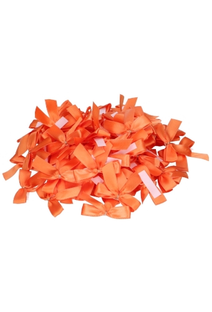 Luxe Strikje Satijn Oranje & Plakker 6x5cm 250stuks lint 1.5cm