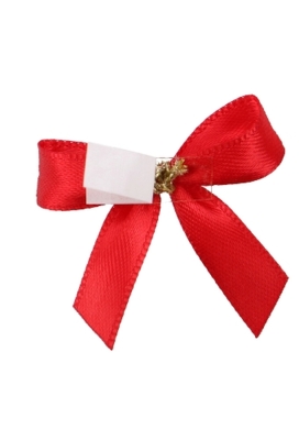 Luxe Strikje Satijn Rood & Plakker 4x3.5cm 250stuks lint 1.0cm
