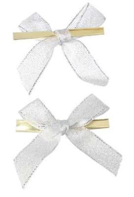 Luxe Strikje Satijn Zilver Flame & Clip 6x4cm 250stuks lint 1.5cm
