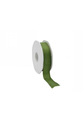 Luxe Taft Cadeaulint Met IJzerdraad Olijf Groen 23mm x 20meter