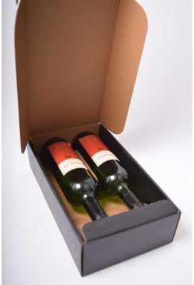 Luxe Wijndozen Ferro Zwart voor 2 fles 34x18.5x9cm 21stuks