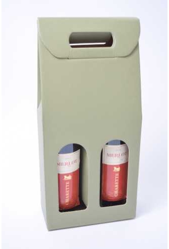 Luxe Wijndozen Vigo Groen Line voor 2 fles 18x9x38.5cm 30stuks