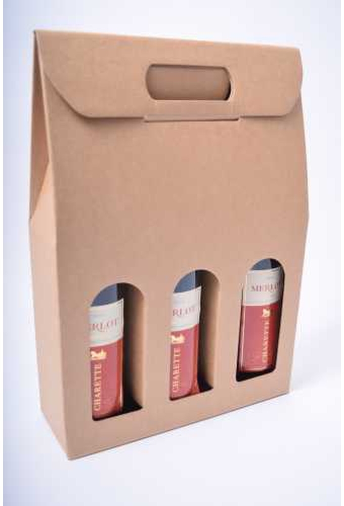 Luxe Wijndozen Vigo Kraft voor 3 fles 27x9x38.5cm 30stuks