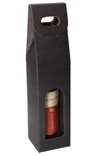 Luxe Wijndozen Vigo Skin Coffee & Venster 1 fles 9x9x38.5cm 10stuks