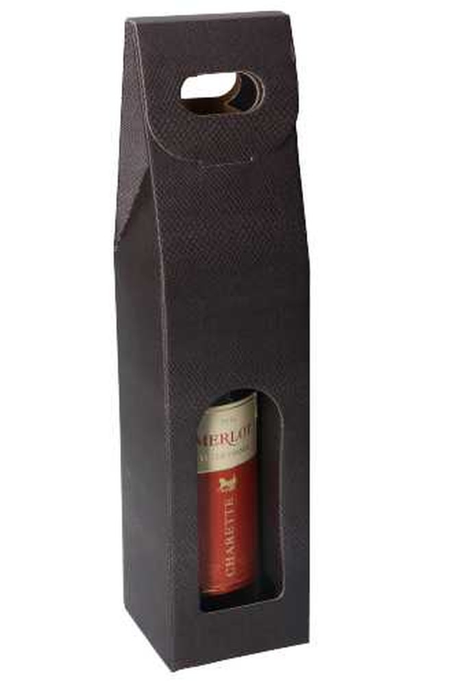 Luxe Wijndozen Vigo Skin Coffee & Venster 1 fles 9x9x38.5cm 10stuks