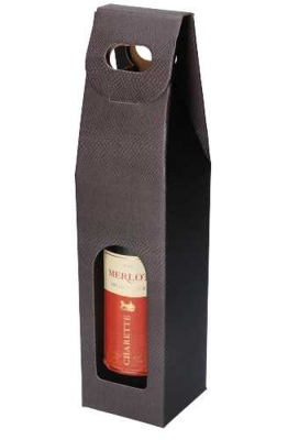 Luxe Wijndozen Vigo Skin Coffee & Venster 1 fles 9x9x38.5cm 10stuks